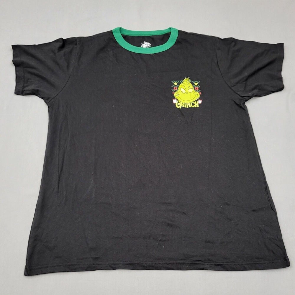 Dr Seuss The Grinch Shirt Mens Medium M Short Sleeve Crew Neck Black Graphic Tee
